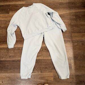 SKIMS Light Blue (Opal) Jogger Pants & Sweatshirt Set